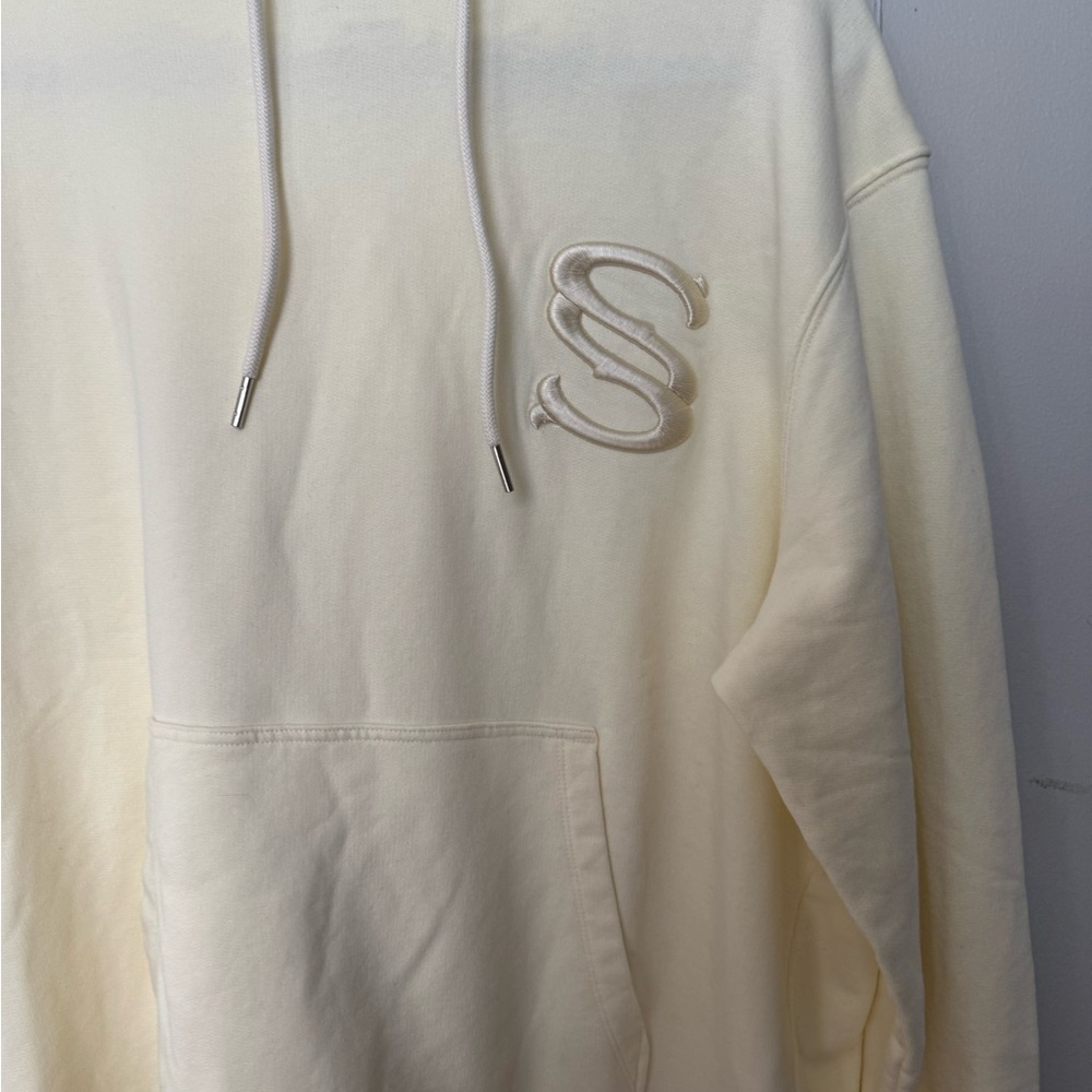 Sandro New Unisex Hoodie Light Yellow 100% Cotton SS embroidered Size XXL - Picture 10 of 14